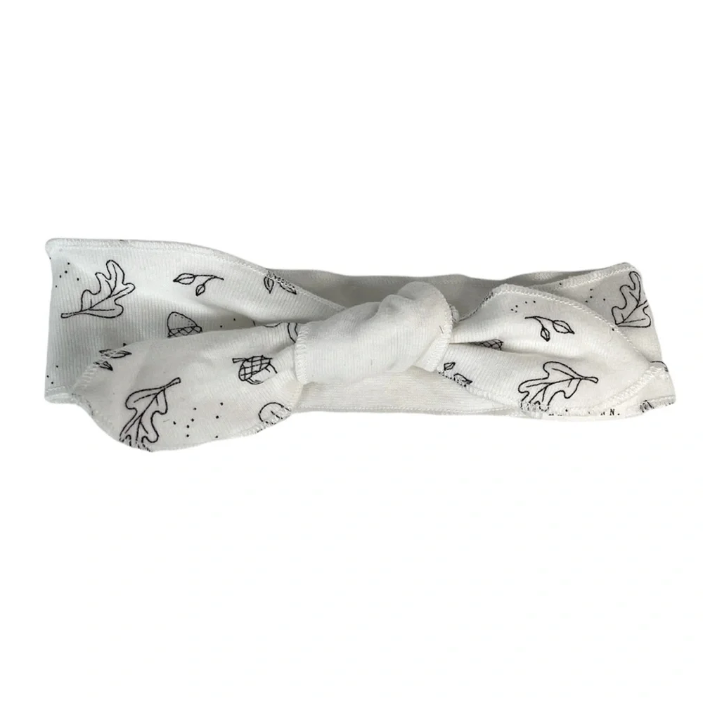 Rae Dunn Fall Headwrap, White, Black, One Size Fits All